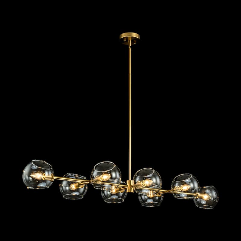8-Light Modern Linear Clear Glass Globe Bubble Chandelier for Dining Room - Clear Glass - Gold