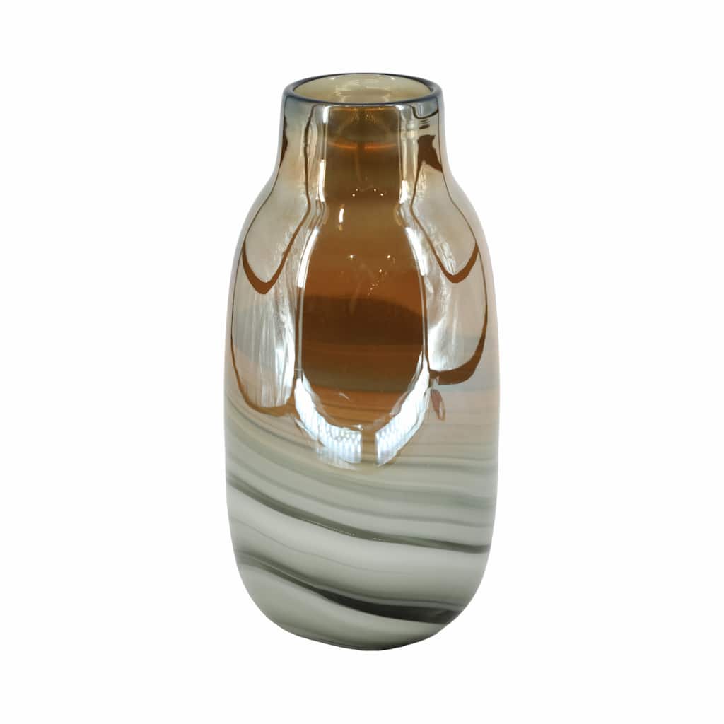 Sagebrook Home Modern Glass Decorative Vase Contemporary Accent Home Decor Statement Piece Handcrafted Art Glass Vessel