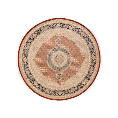 Overton Hand Knotted Wool Vintage Inspired Traditional Mogul Orange Round Area Rug - 8 x 10