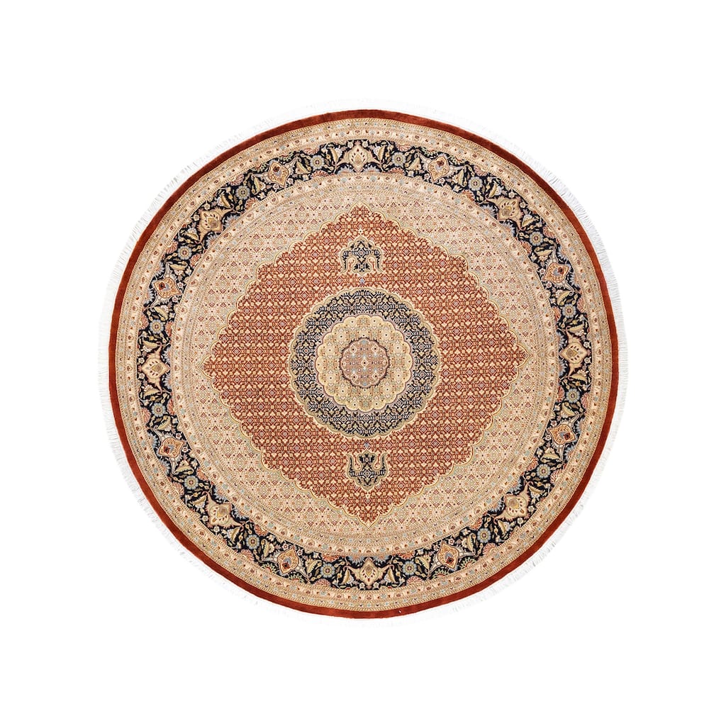Overton Hand Knotted Wool Vintage Inspired Traditional Mogul Orange Round Area Rug - 8 x 10