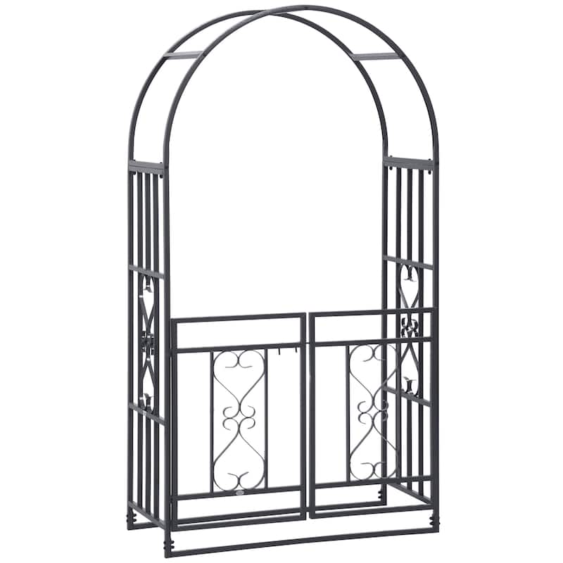 81" Metal Garden Arbor with Double Doors