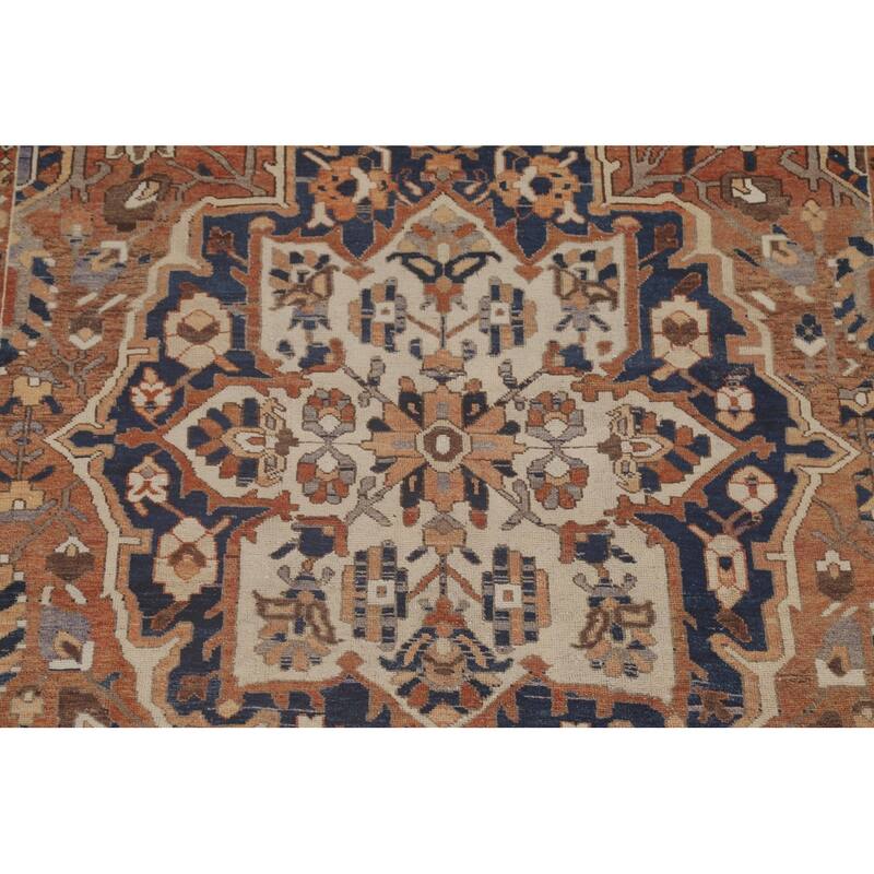 Orange Bakhtiari Persian Vintage Area Rug Handmade Wool Carpet - 7'0"x 10'4"