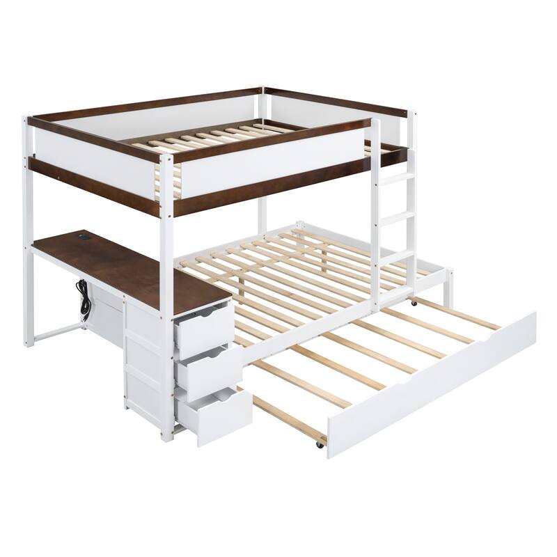 Full-Over-Full Bunk Bed with Trundle, Drawers & Desk - Complete Storage Solution