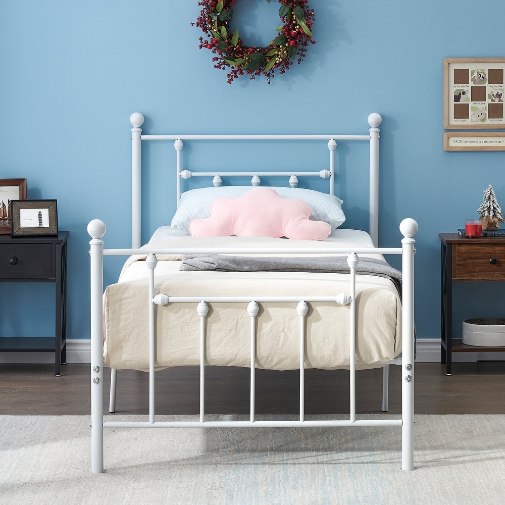 Victorian Platform Bed Frame With Headboard and Footboard Twin/Full/Queen Size Beds