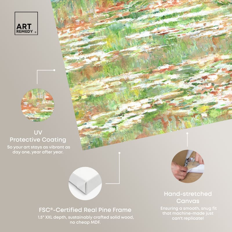 Art Remedy The Garden Gallery Wrapped Impressionism 1 Piece Canvas Wall Art /Monet And Van Gogh Inspired Art