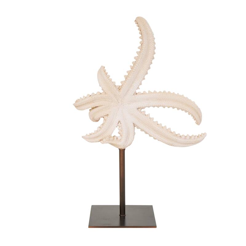 Polystone Starfish Textured Sculpture with Copper Stand - Pink - Roche River Decor - 4"W x 8"L x 12"H