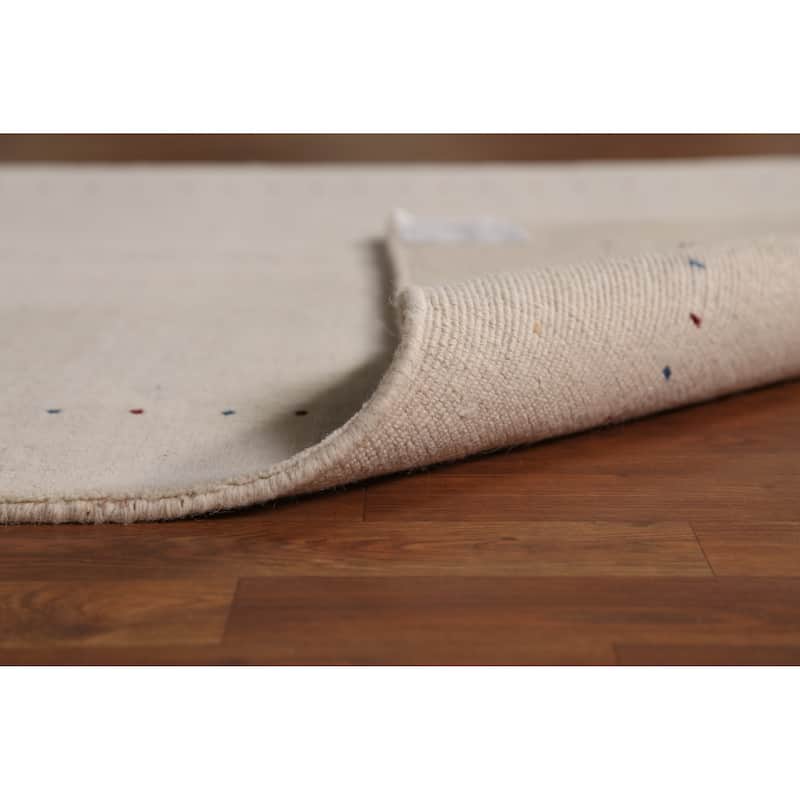Tribal Gabbeh Indian Rug Hand-Knotted Beige Oriental Wool Carpet - 4'4" x 6'1"
