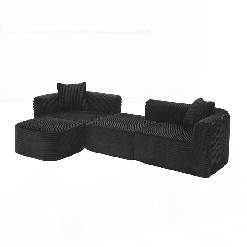 Sectional Couch with L-Shape Chaise, Modular Sofa with Movable Ottoman