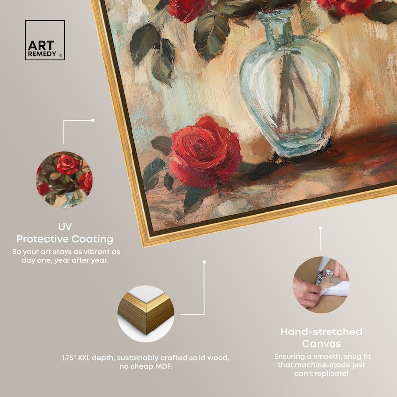 Ruby Roses in Riad Glass Canvas by Art Remedy