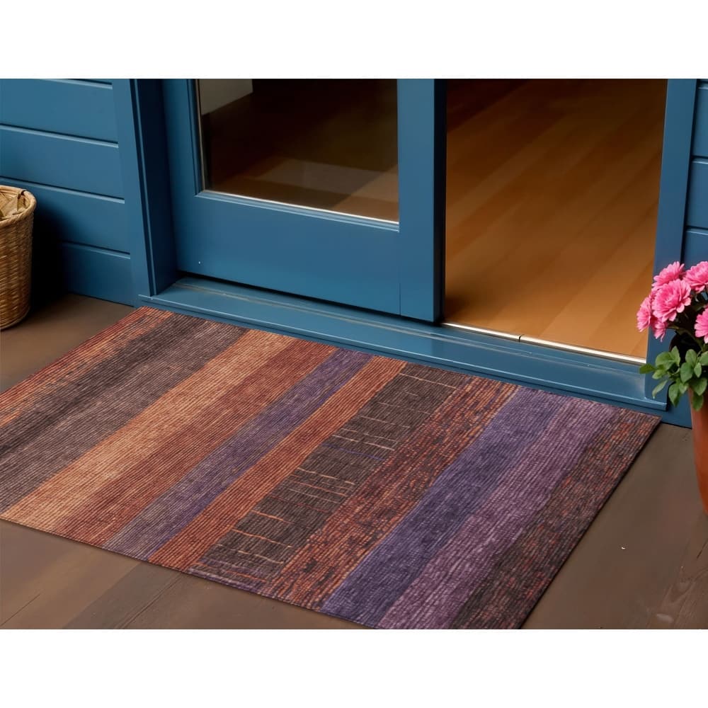 HomeRoots Striped Transitional Rectangle Outdoor Rug