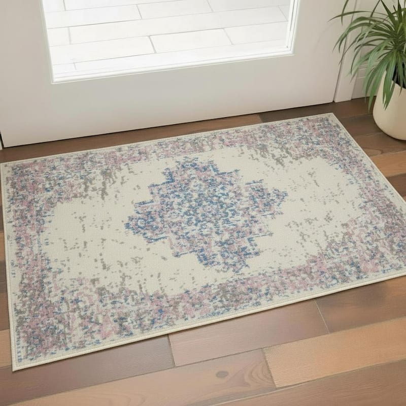 HomeRoots Medallion Transitional Rectangle Area Rug - 2' X 4' - 2' X 4'