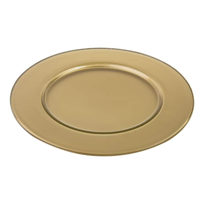 Majestic gifts Inc. Glass Charger-Plates - Gold-12.5" Diameter - Set/6 - 12.5"