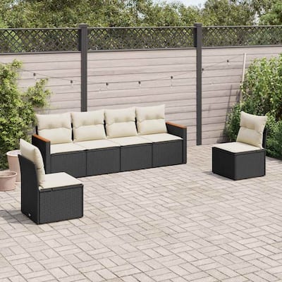 vidaXL Patio Sofa Set with Cushions Outdoor Conversation Furniture Poly Rattan