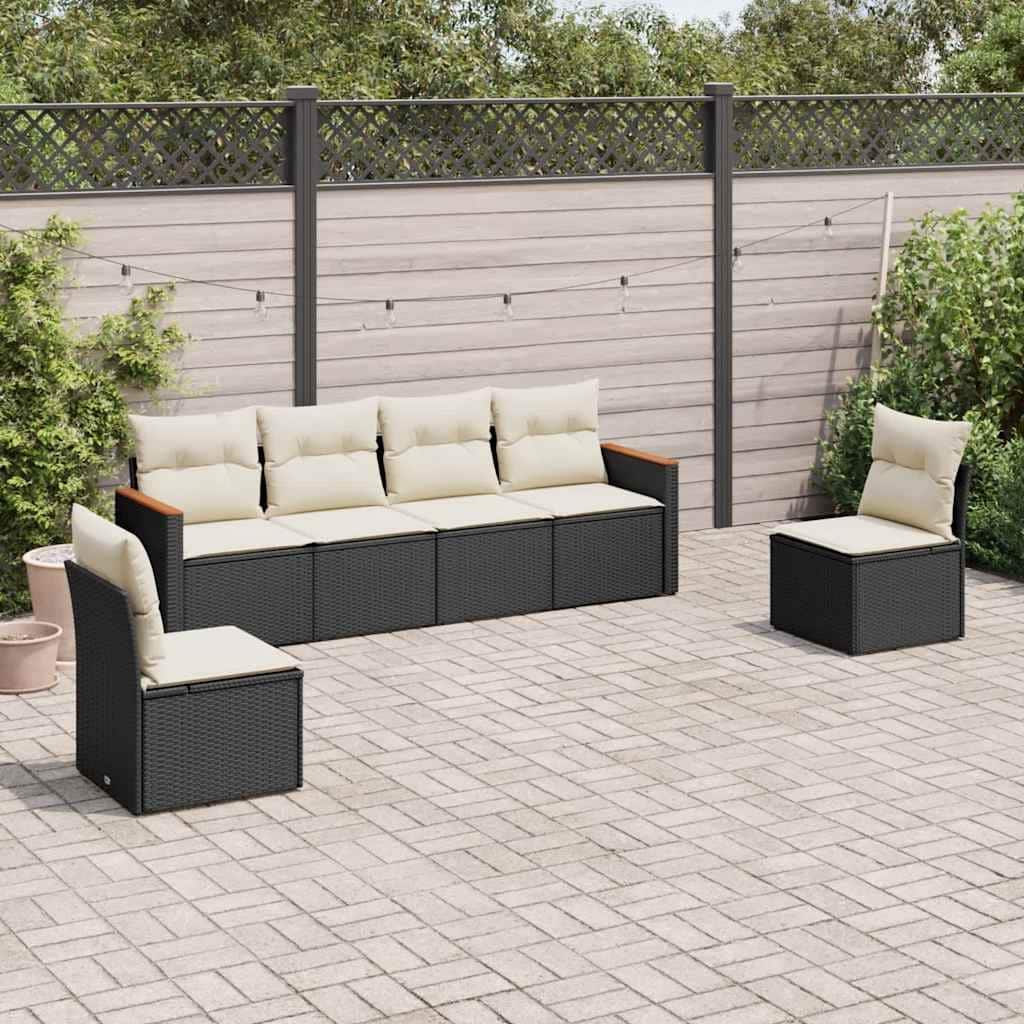 vidaXL Patio Sofa Set with Cushions Outdoor Conversation Furniture Poly Rattan