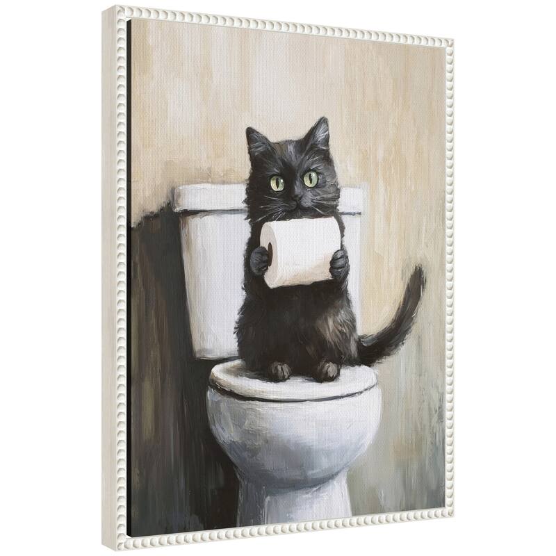 Kate and Laurel Sylvie Mischievous Black Cat Art Framed Canvas by The Creative Bunch Studio - 18x24