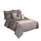 9 Piece Queen Polyester Comforter Set with Leaf Print, Platinum Gray
