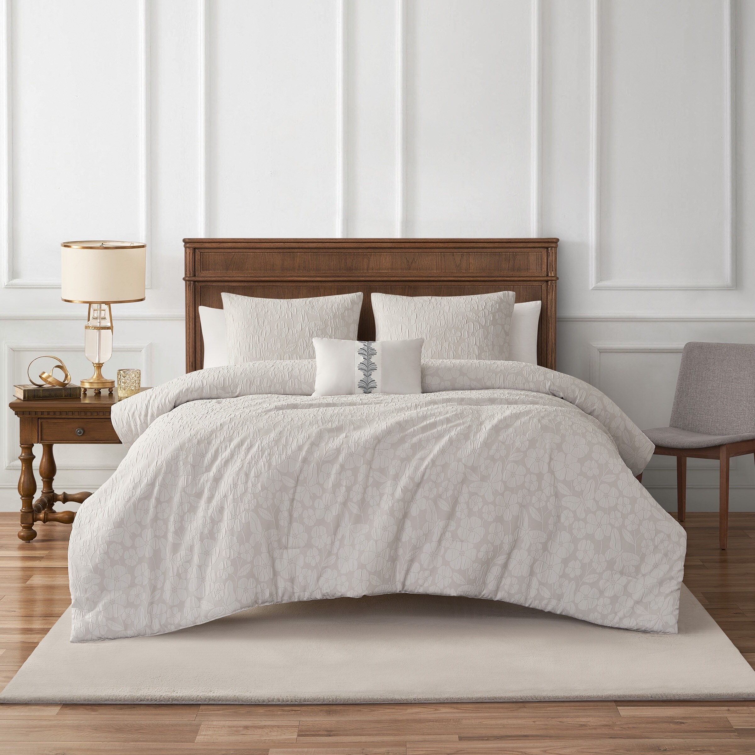 Garden Grove Jacquard Comforter Set 4-Piece, Pucker Texture - Bed 