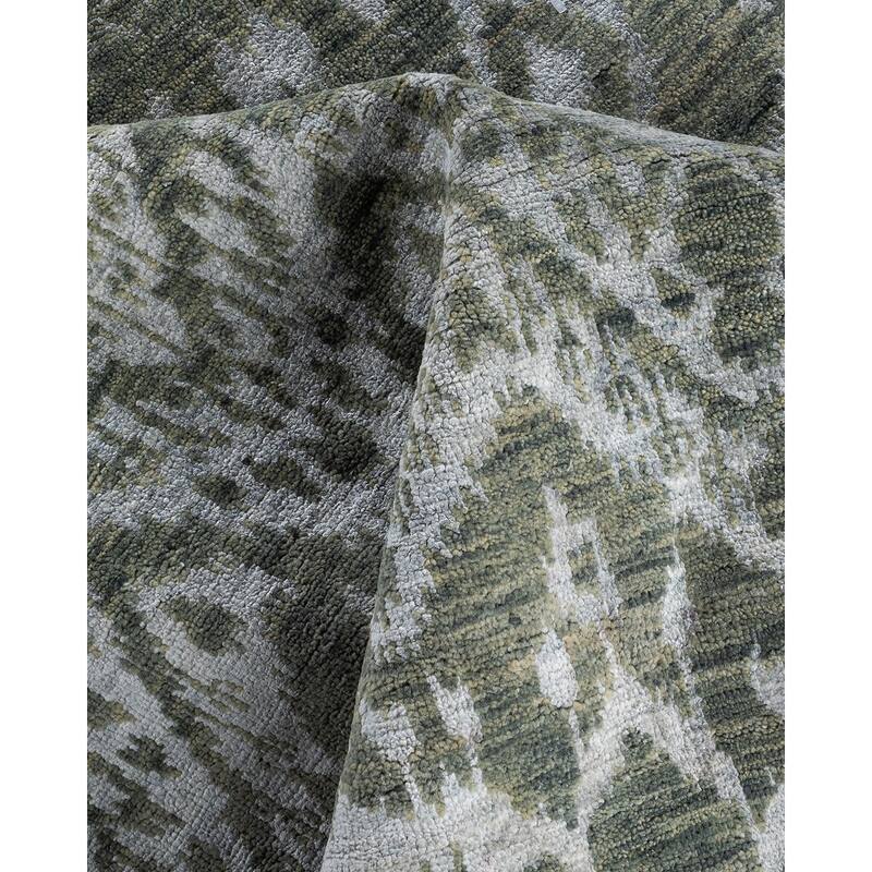 Ikat One-of-a-Kind Hand-Knotted Area Rug - Gray, 9' 0" x 12' 1" - 9' 0" x 12' 1"