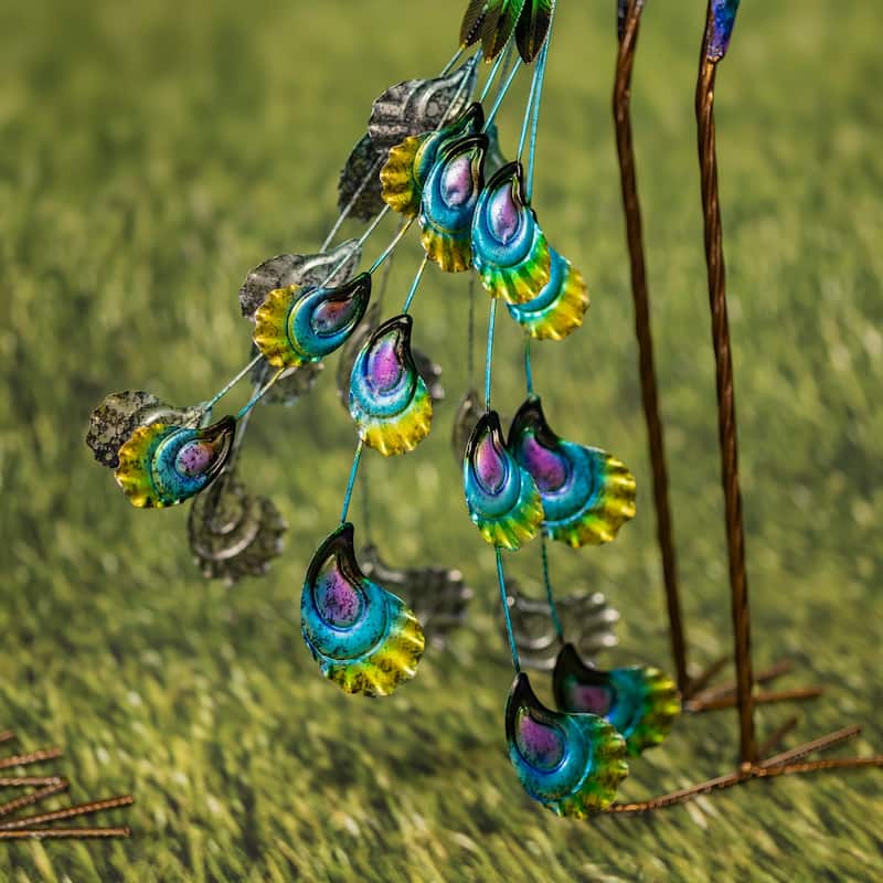 Set of 2 Standing Colorful Iron Peacocks