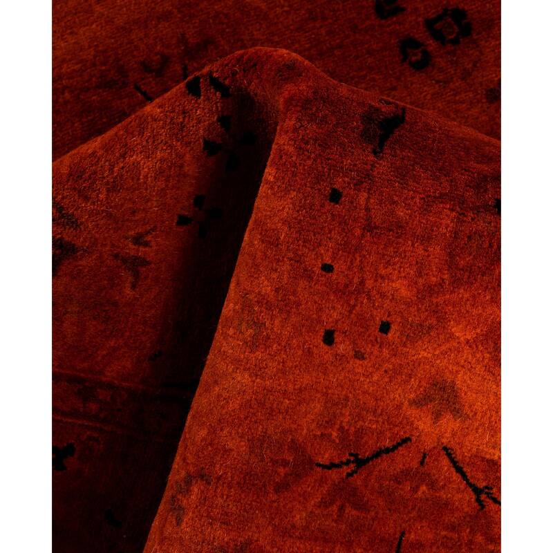 Overdyed One-of-a-Kind Hand-Knotted Area Rug - Orange - 3' 0" x 8' 7"