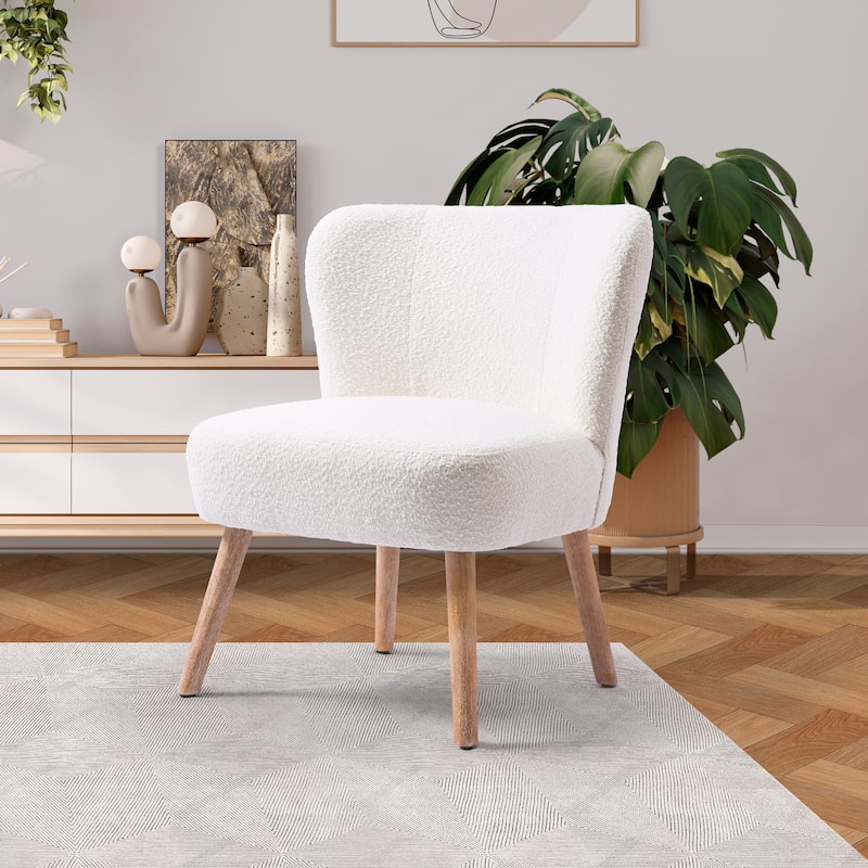 Boucle Polyester Upholstered Armless Accent Chair - Stain Resistant