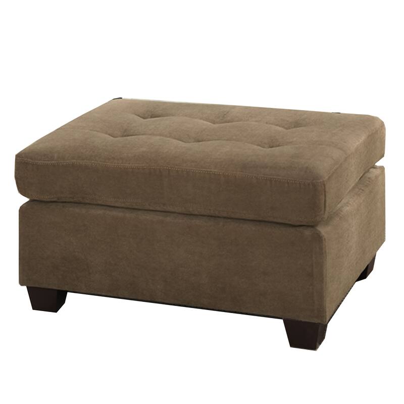 Cocktail Ottoman In Light Brown Waffle Suede Fabric - 20 H x 36 W x 26 L Inches - Light Brown