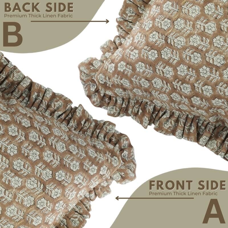 Red Thick Linen Frill Sofa Cushion Cover - Tulsi Butti