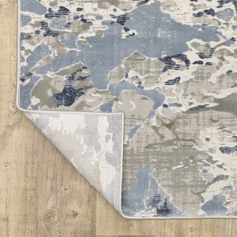 Style Haven Emery Modern Abstract Grey/ Blue Mixed Pile Area Rug
