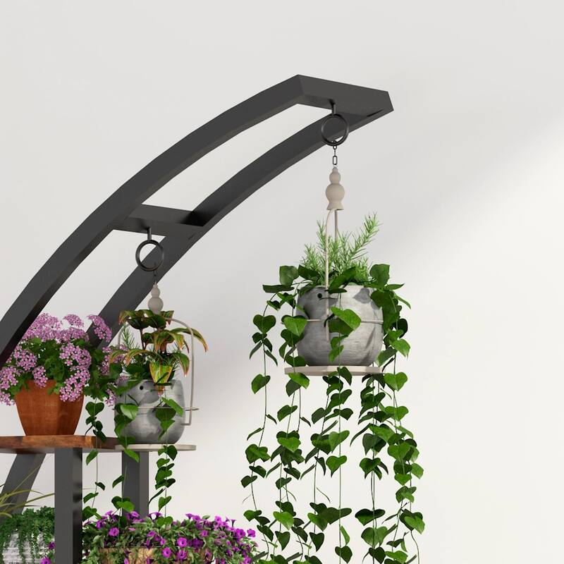 5 Tier Large Plant Stand Indoor, Half Moon Plant Shelf Ladder Flower Pot Stand Rack