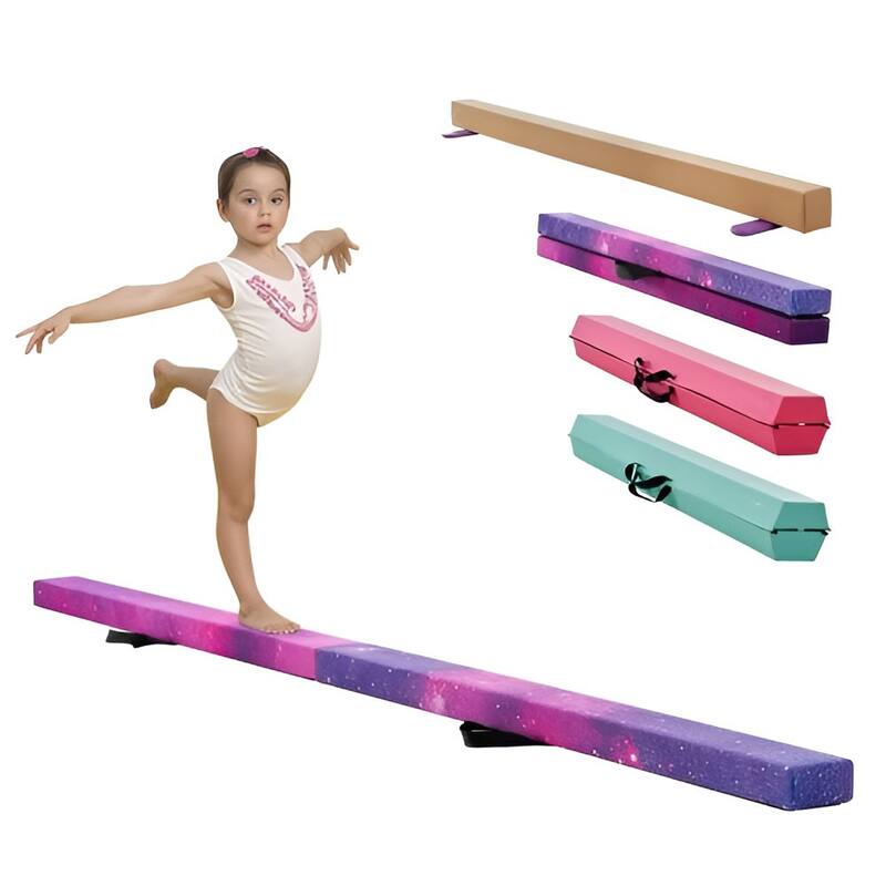 Pink-Purple Solid Wood Kids Balance Beam 8ft with EVA Cushion and Foldable Design - 46.85 x 4.1 x 4.4 in