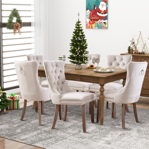SK DC SPD　ダイニングチエア　4脚　ブラウン Dining Chairs Set of 6, Luxury Upholstered Velvet Kitchen