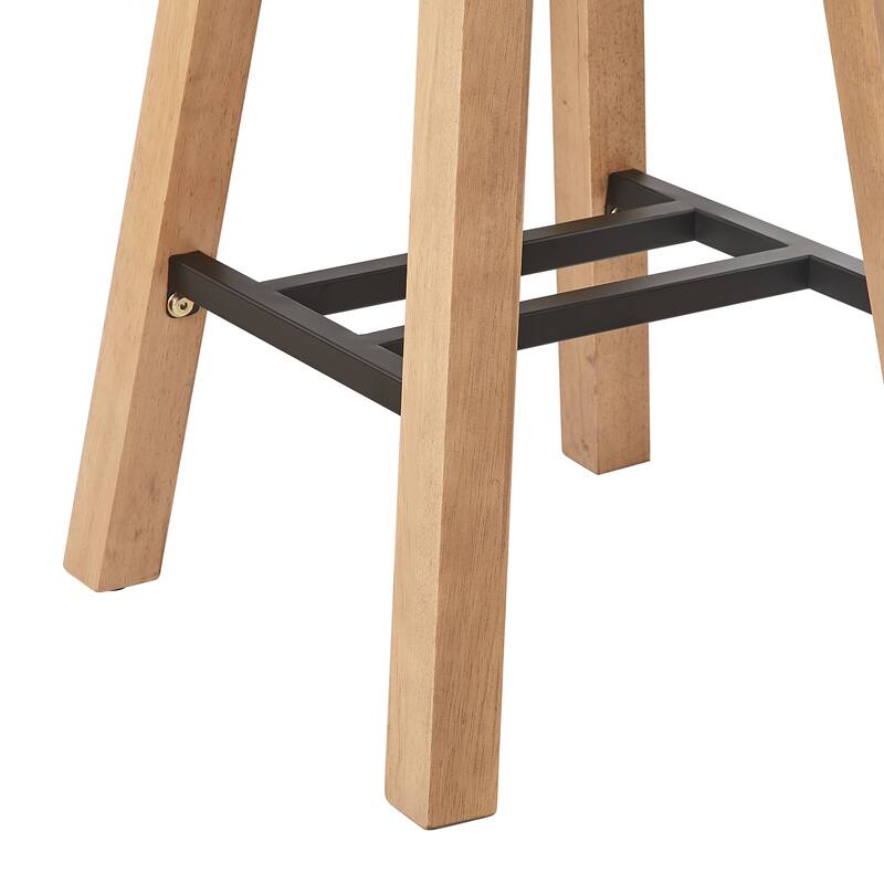 Bower home Upholstered Round Wood Counter Stool - Set of 2