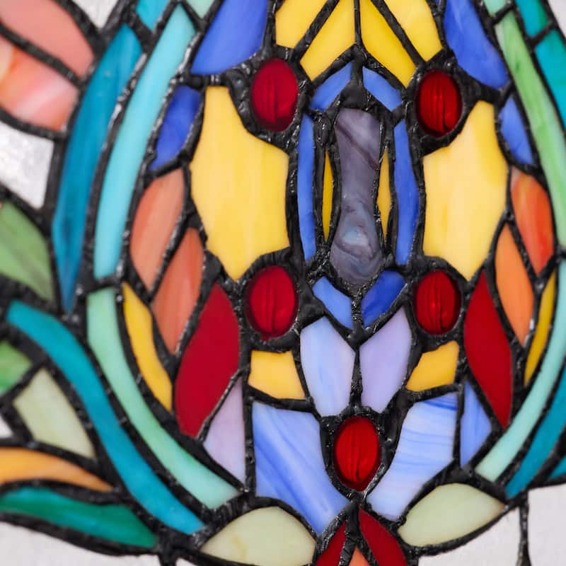 River of Goods Fleur De Lis Stained Glass Pub Window Panel - 30"L x 0.25"W x 14"H