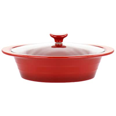 Crockpot Appleton 2qt Oval Stoneware Casserole Dish in Red with Lid
