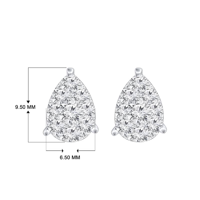 Auriya 14k Gold 1/2ctw Teardrop Pave Diamond Stud Earrings (H-I, I1-I2)
