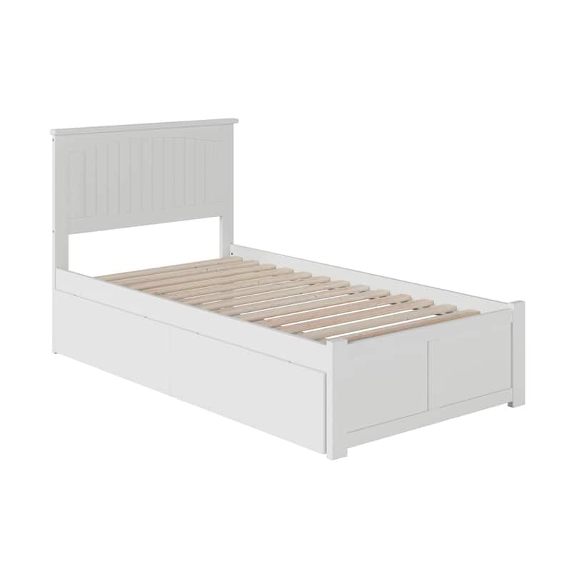 AFI Nantucket Twin Platform Bed with Footboard and Storage Drawers in White