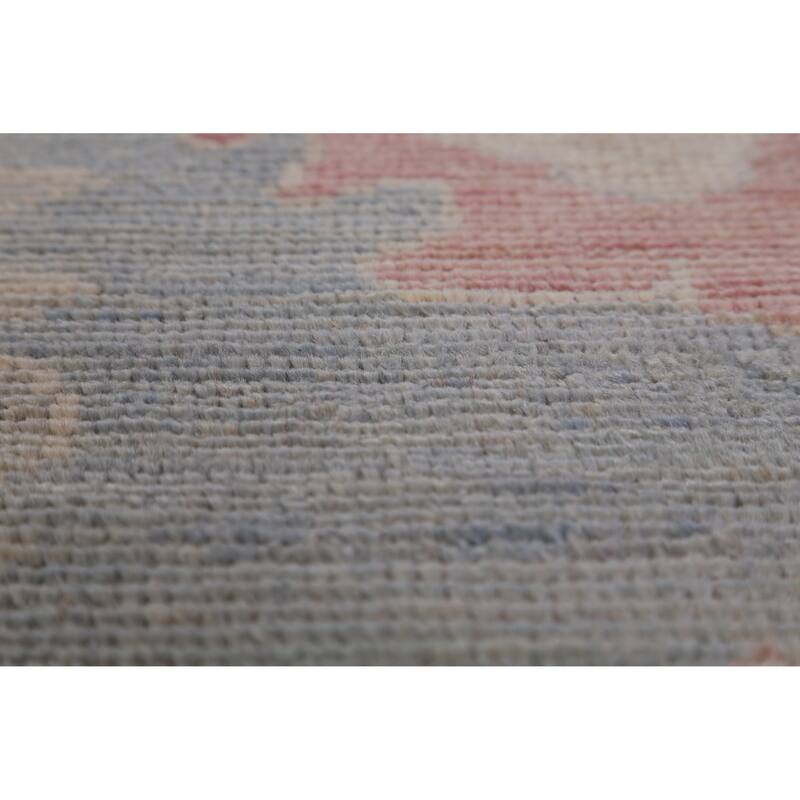 Hand Knotted Oriental 100% Wool Carpet Transitional All-Over Navy Blue & Blues Oushak Area Rug - 12' 5'' X 8' 11''