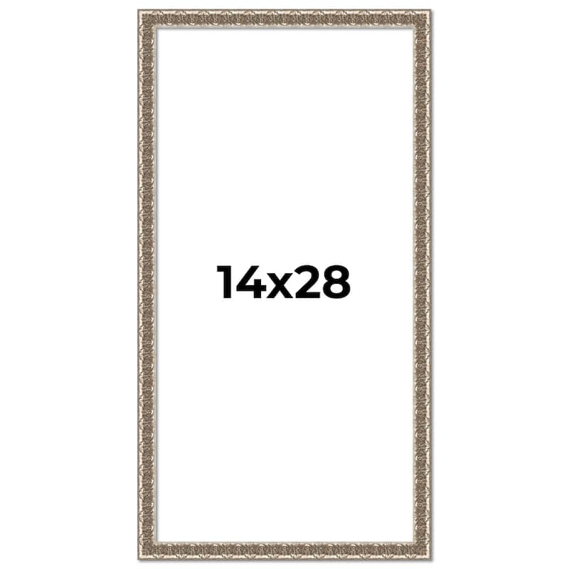 14x28 Frame Silver Versailles Ornate Solid Wood Picture Frame | 1 Inch