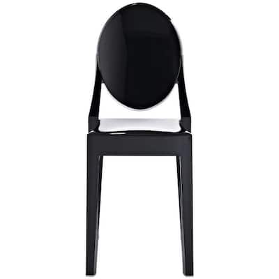 Clear Acrylic Stackable Armless Side Chairs with Oval Back – Modern Transparent Dining, Vanity, Office Accent Chairs (Set of 2)