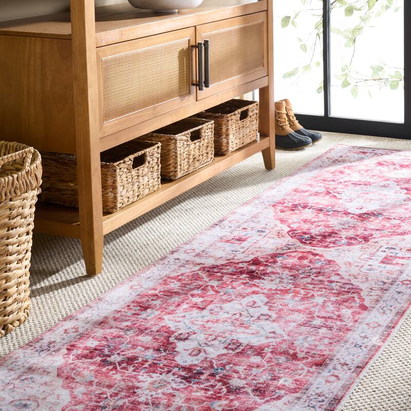 Martha Stewart Zlatija Machine Washable & Slip Resistant Rug - 2'6" x 8' Runner - Rust/Gold