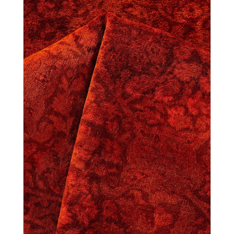 Fine Vibrance, One-of-a-Kind Hand-Knotted Area Rug - Orange, 8' 1" x 8' 1" - 8' 1" x 8' 1"