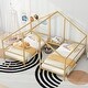preview thumbnail 2 of 21, Twin Size Metal Double Triangular House Beds with Built-in Table