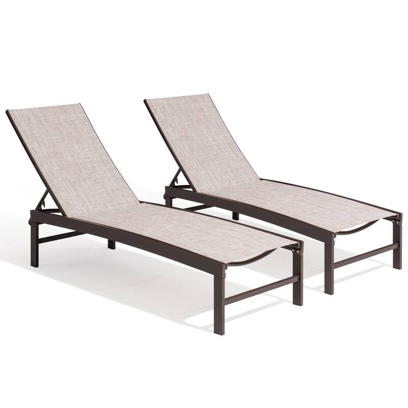 Outdoor Adjustable Aluminum Chaise Lounge Chairs for Patio Pool Terrace - See Picture