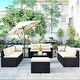 preview thumbnail 15 of 27, 9-piece Outdoor Patio Large Wicker Sofa Set, Rattan Sofa Set Beige