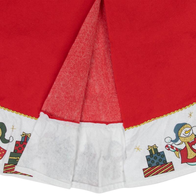 48" Red and White Jolly Snowman Christmas Tree Skirt - 48