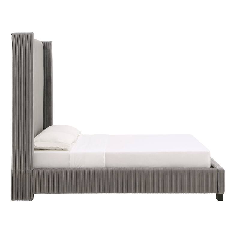 Judith Pleated Velvet Upholstered Wingback Bed by iNSPIRE Q Modern