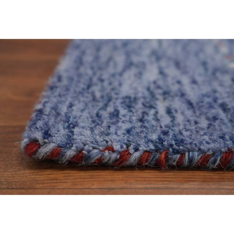 Hand Knotted Oriental 100% Wool Carpet Tribal Animal Pictorial Navy Blue & Blues Gabbeh Area Rug - 6' 0'' X 6' 1''