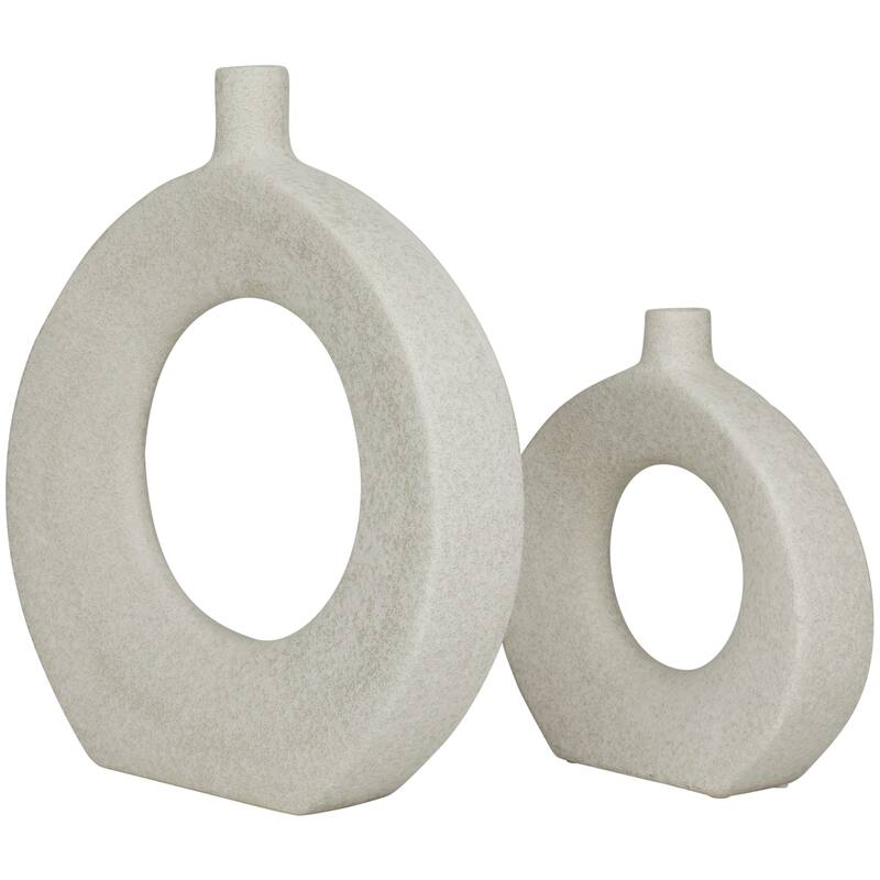 CosmoLiving by Cosmopolitan Ceramic Round Donut Shaped Vase (Set of 2) - Black or White