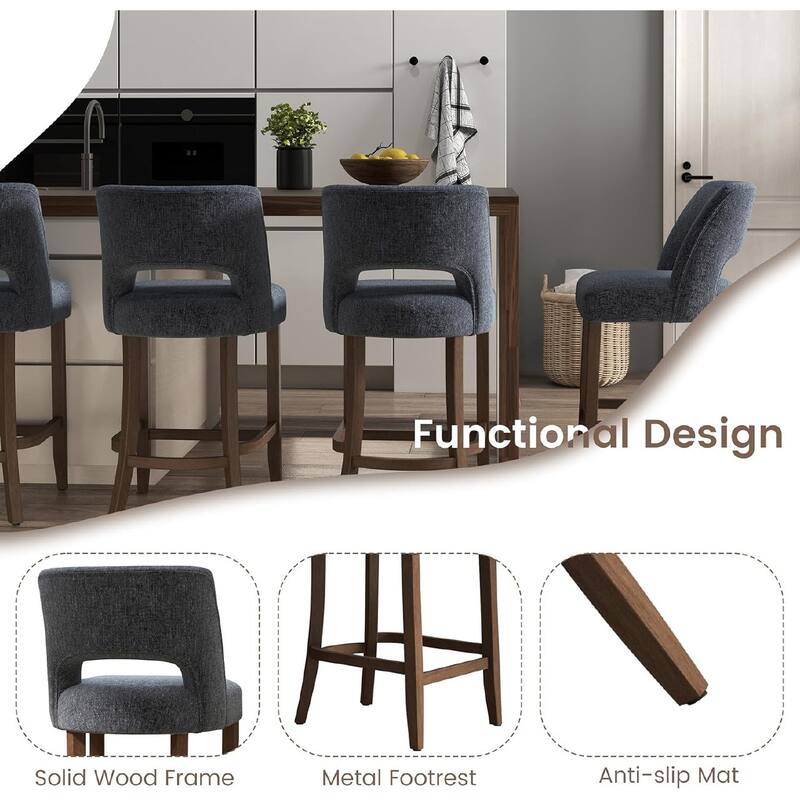 Set of 2/4/6 Wooden Bar Stools with Footrest/Counter Stools
