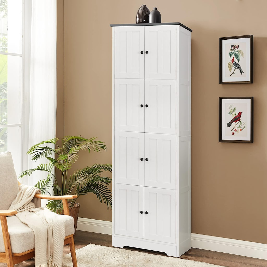 72.4" Tall Corner Storage Cabinet Sideboard with 4 Doors, Buffet Server Cabinet Accent Cabinet Pantry Cabinet